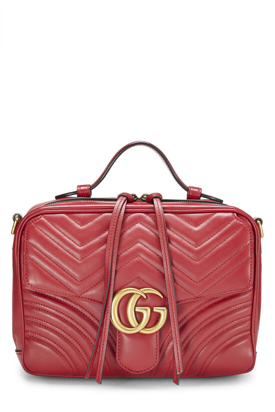 Red Leather GG Marmont Top Handle Shoulder Bag , , large image number 0