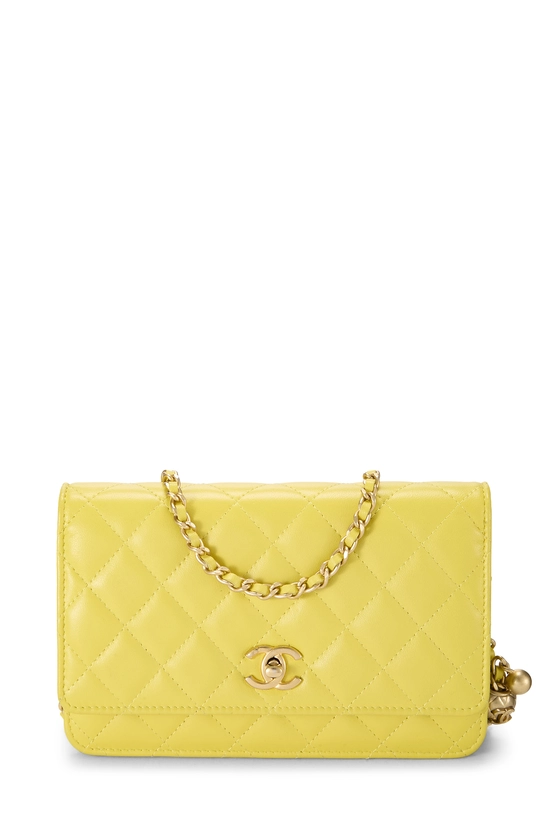 Yellow Quilted Lambskin Pearl Crush Wallet On Chain (WOC), , large image number 0