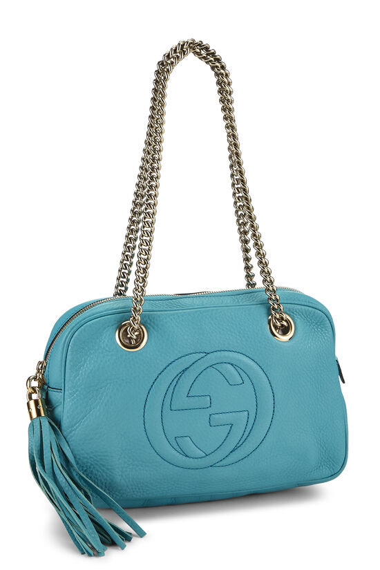 Blue Leather Soho Chain Shoulder Bag, , large image number 1