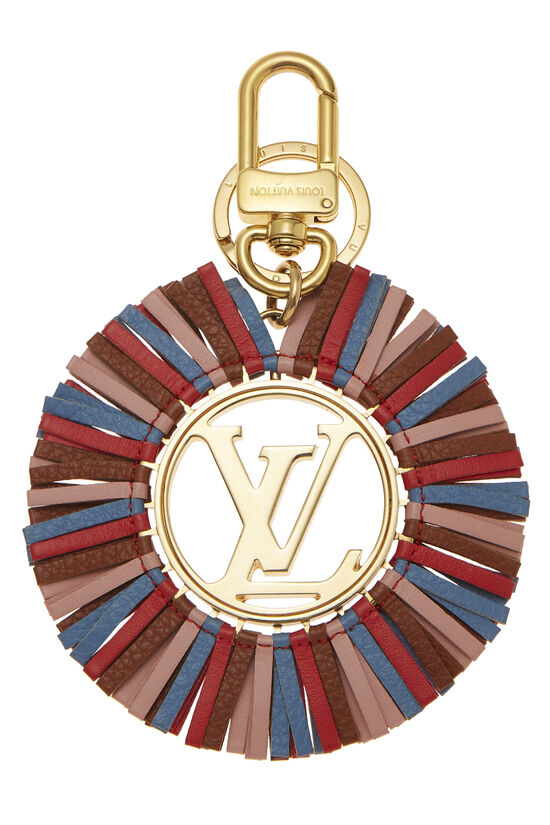 Louis Vuitton Gold & Multicolored 'LV' Fringed Leather Bag Charm  QJA4WV1ZDB000