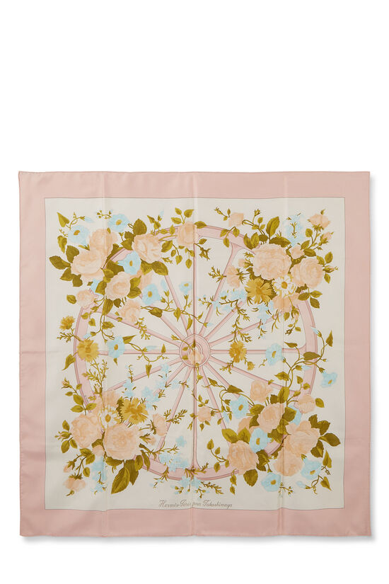 Pink & Multicolor 'Romantique' Silk Scarf 90, , large image number 0