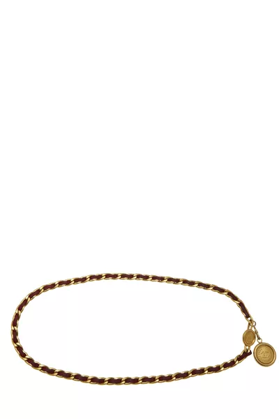 Gold & Red Logo Chain Belt