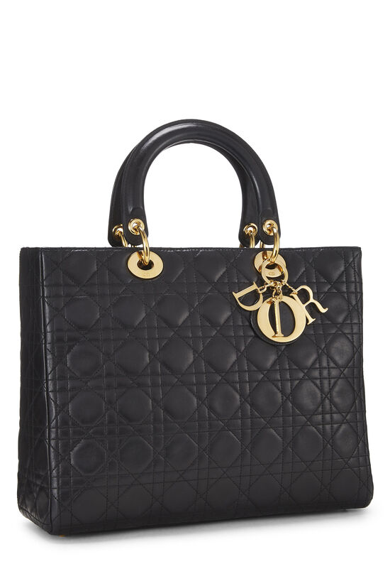 Black Cannage Quilted Lambskin Lady Dior Large, , large image number 1