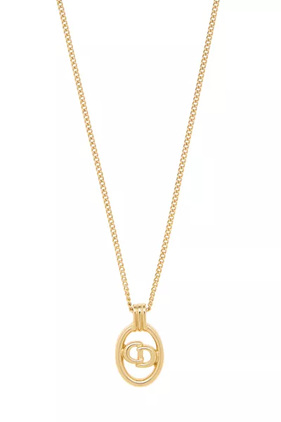Gold 'CD' Oval Necklace Small, , large
