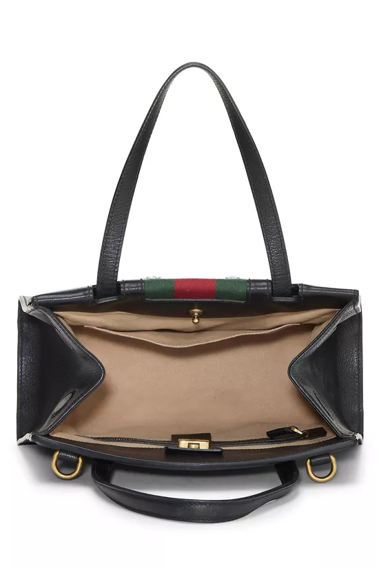 Black Leather Butterfly Totem Handbag Medium, , large image number 5