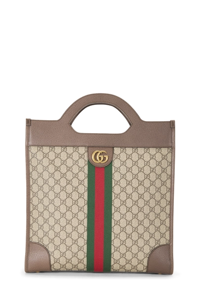 Gucci Brown GG Supreme Canvas Ophidia Vertical Tote
