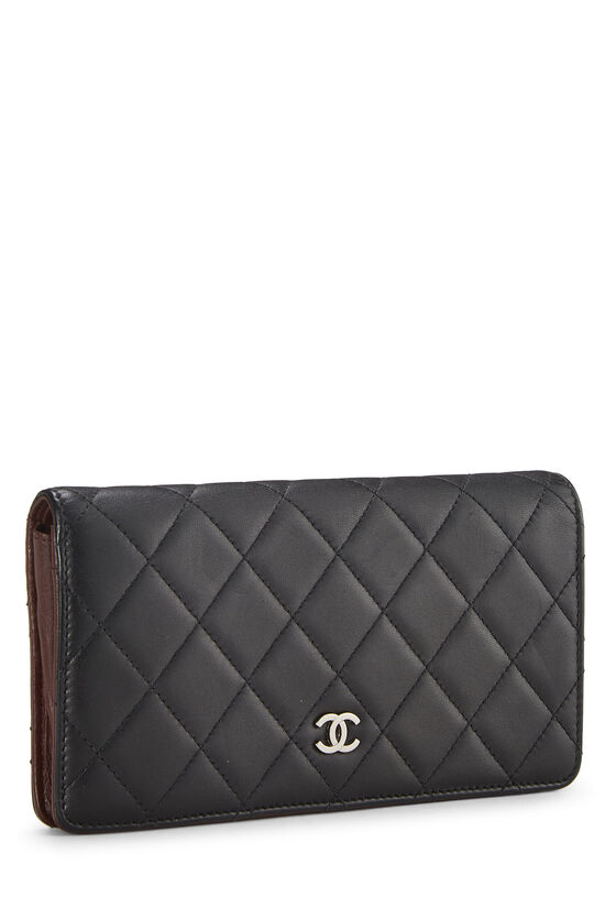 Black Quilted Lambskin Classic Long Flap Wallet, , large image number 1