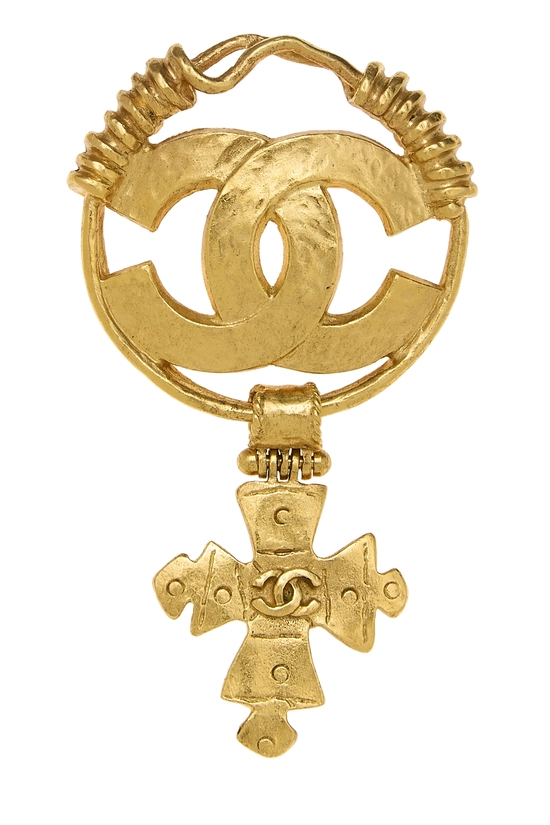 Gold Engraved 'CC' Cross Pin, , large image number 0