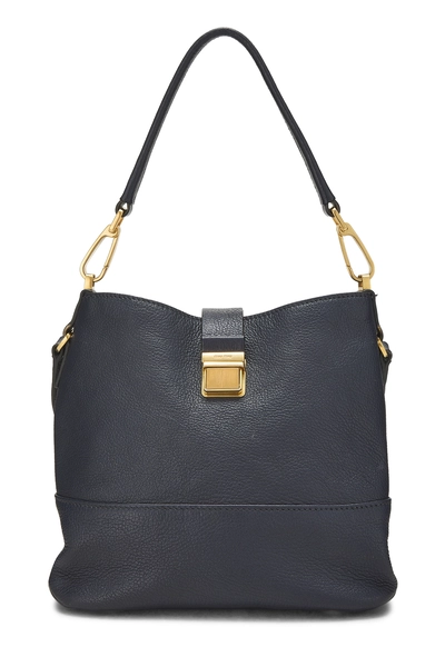 Navy Grained Leather Convertible Handbag