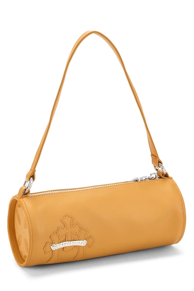 Orange Leather 3 Crosses Patch Shoulder Bag, , large