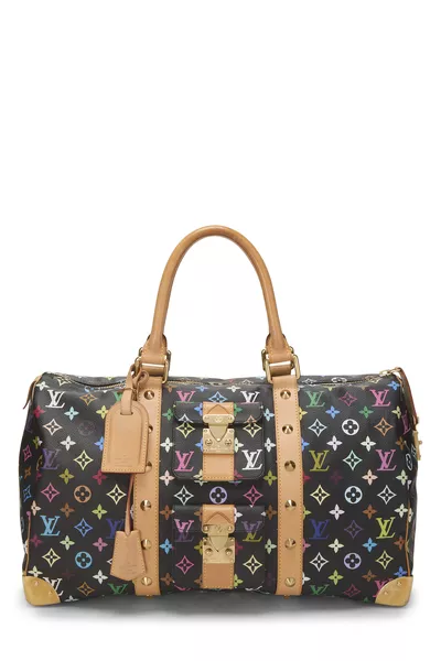 Takashi Murakami x Louis Vuitton Black Monogram Multicolore Keepall 45