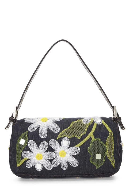 Navy Denim Embellished Baguette, , large image number 3