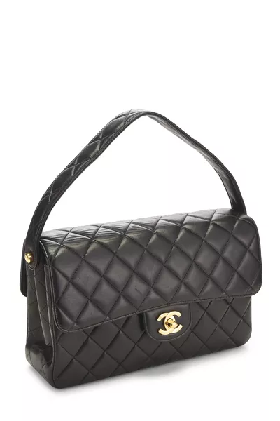 Black Quilted Lambskin Double Sided Classic Flap Medium, , large