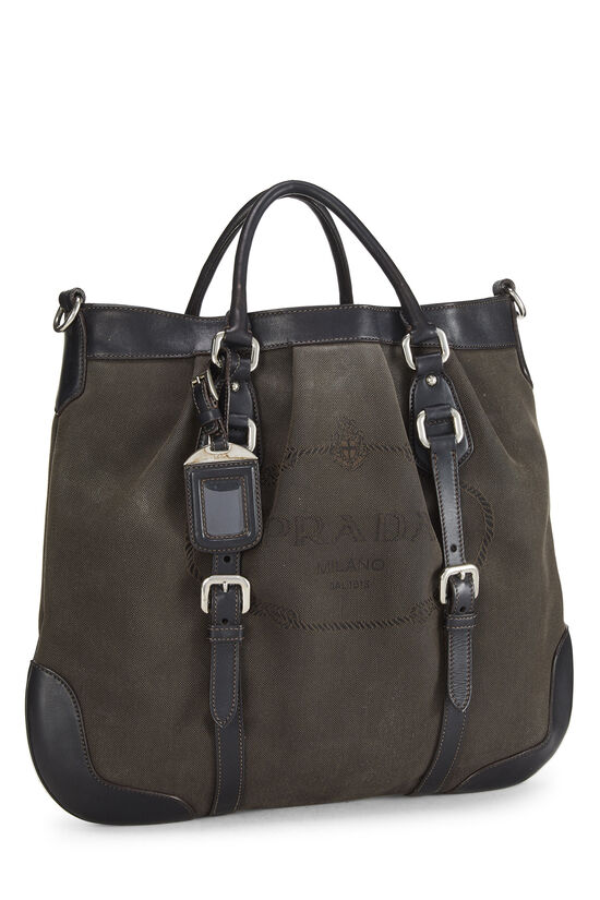 Brown Jacquard Fabric Convertible Handbag, , large image number 2