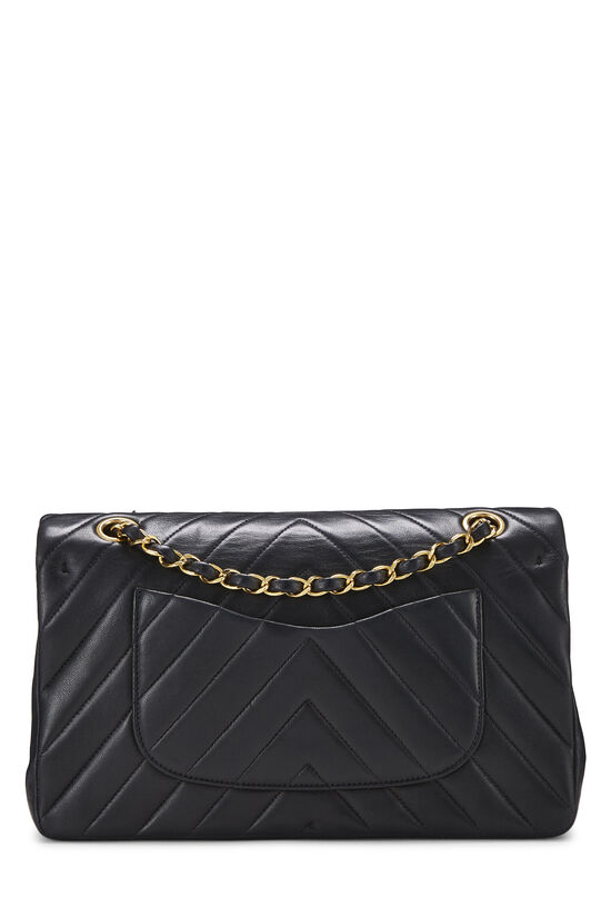 Black Chevron Lambskin Classic Double Flap Medium, , large image number 3