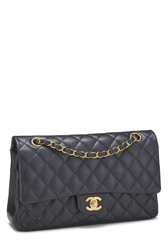 Navy Quilted Caviar Classic Double Flap Medium, , large image number 1