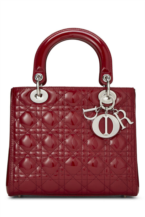 Red Cannage Patent Leather Lady Dior Medium, , large image number 0