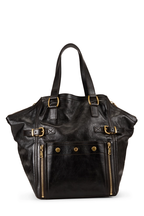 Black Leather Downtown Tote Medium, , large image number 0