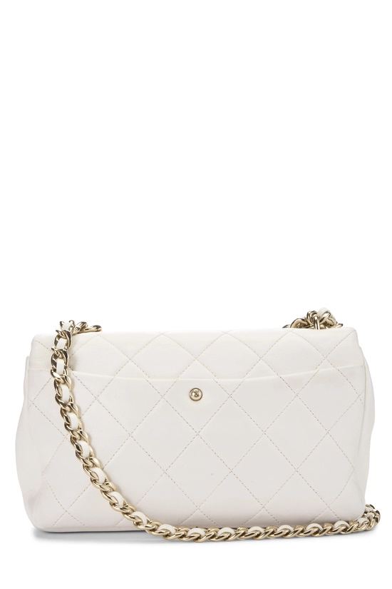 White Quilted Lambskin Elegant 'CC' Flap Bag Small, , large image number 3