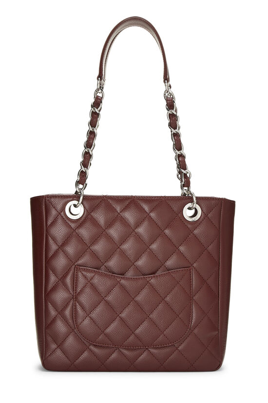 Burgundy Quilted Caviar Petite Shopping Tote (PST), , large image number 4