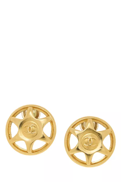 Gold 'CC' Star Earrings