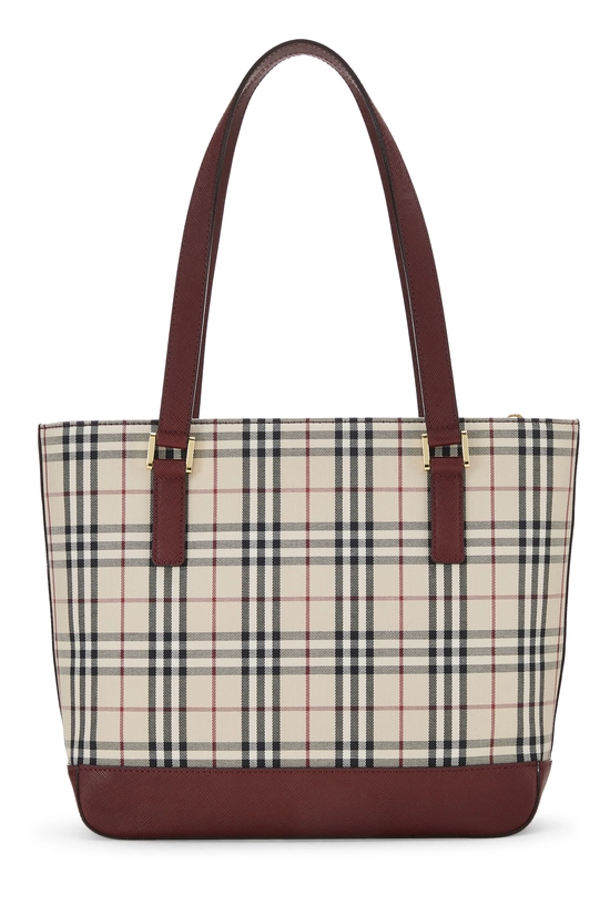 Burgundy House Check Jacquard Shoulder Bag Small, , large image number 3