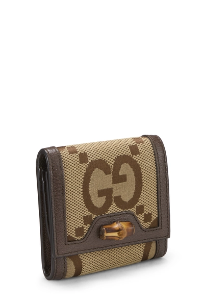 Brown Jumbo GG Canvas Diana Compact Wallet, , large