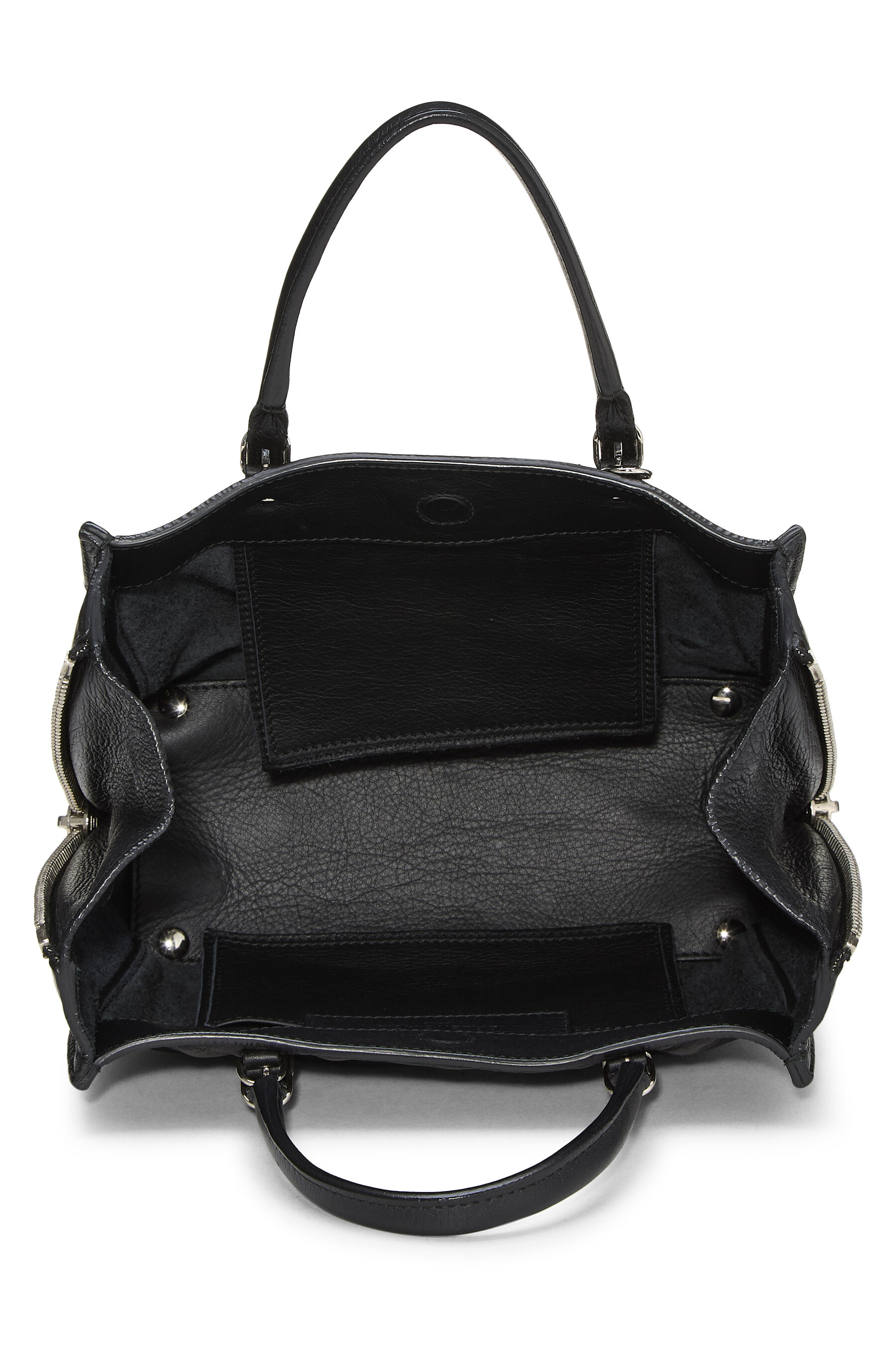 Pre-Owned Black Calfskin Papier A4 Zip Around Tote Q0B2ZL3PK9001