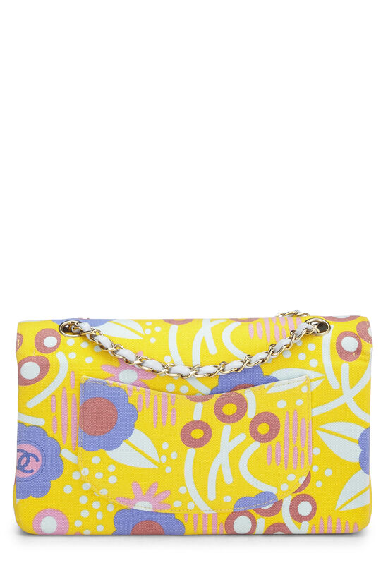 Yellow & Multicolor Floral Canvas Classic Double Flap Medium, , large image number 3