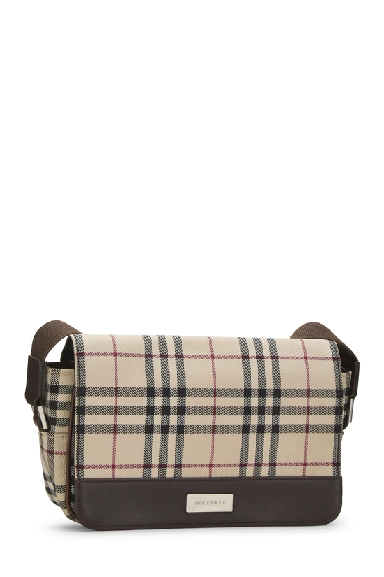 Brown House Check Nylon Flap Crossbody, , large image number 1