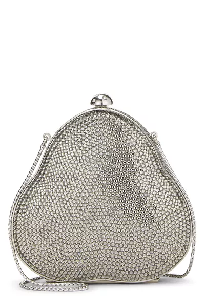 Silver Crystal Embellished Minaudi&egrave;re Small