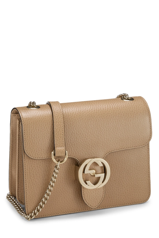 Beige Leather Interlocking Crossbody Small, , large image number 1