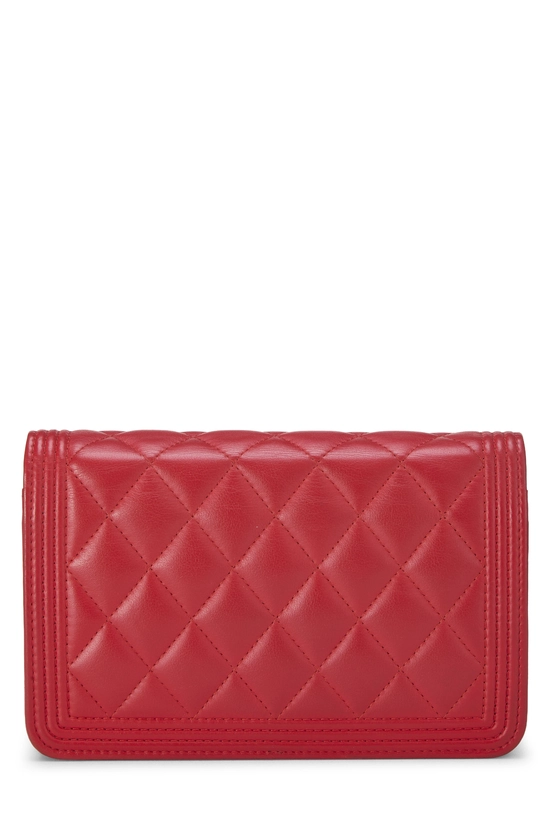 Red Quilted Lambskin Boy Wallet on Chain (WOC), , large image number 3