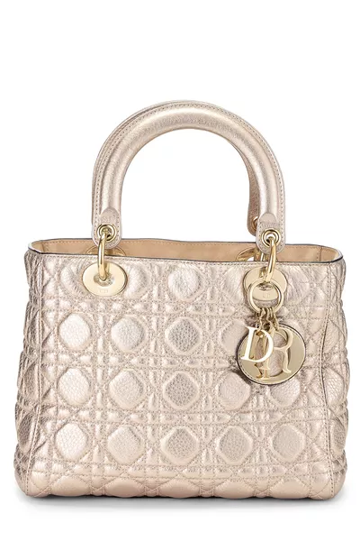 Pink Metallic Calfskin Lady Dior Medium