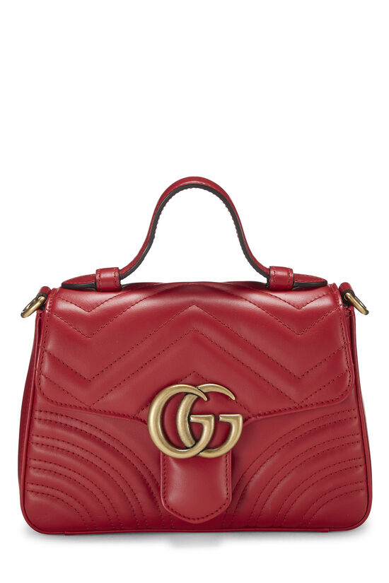 Red Leather GG Marmont Top Handle Bag Mini, , large image number 0