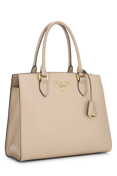 Beige Saffiano Convertible Handbag, , large