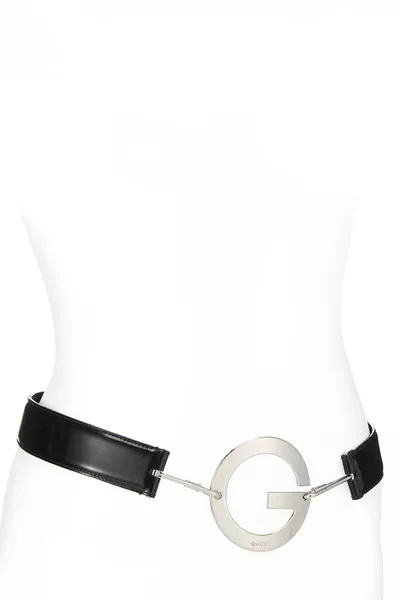 Black Leather Belt 75, , large