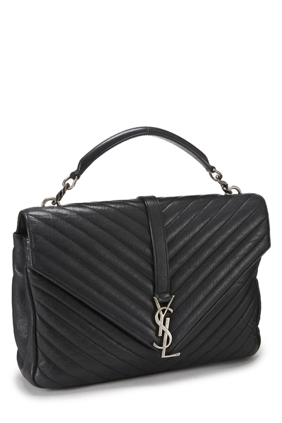 Black Chevron Leather College Large, , large