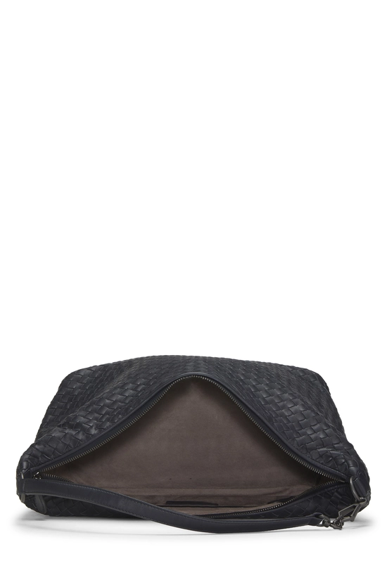 Navy Intrecciato Leather Shoulder Bag, , large image number 5