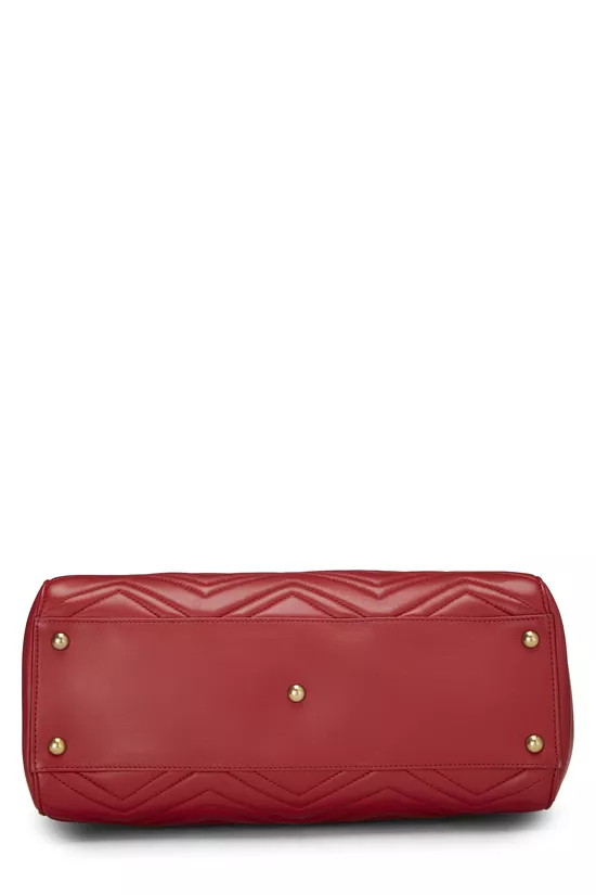 Red Leather GG Marmont Top Handle Bag Medium, , large image number 4