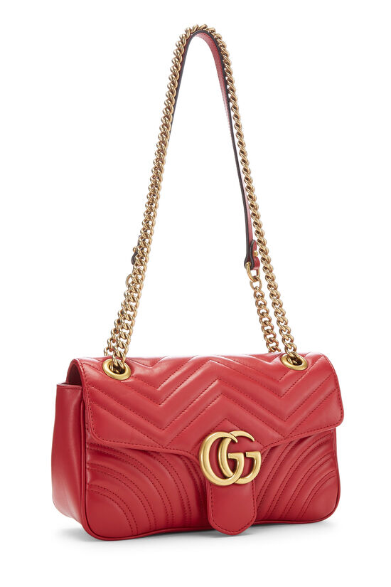 Red Matelasse Leather GG Marmont Shoulder Bag , , large image number 2