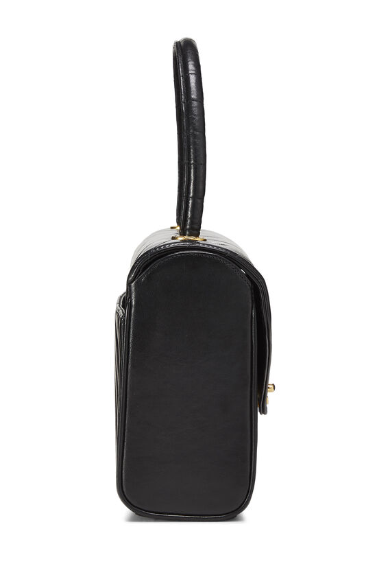 Black Chevron Lambskin Top Handle Bag, , large image number 2