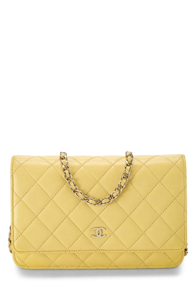 Chanel Yellow Quilted Caviar Classic Wallet on Chain (WOC)