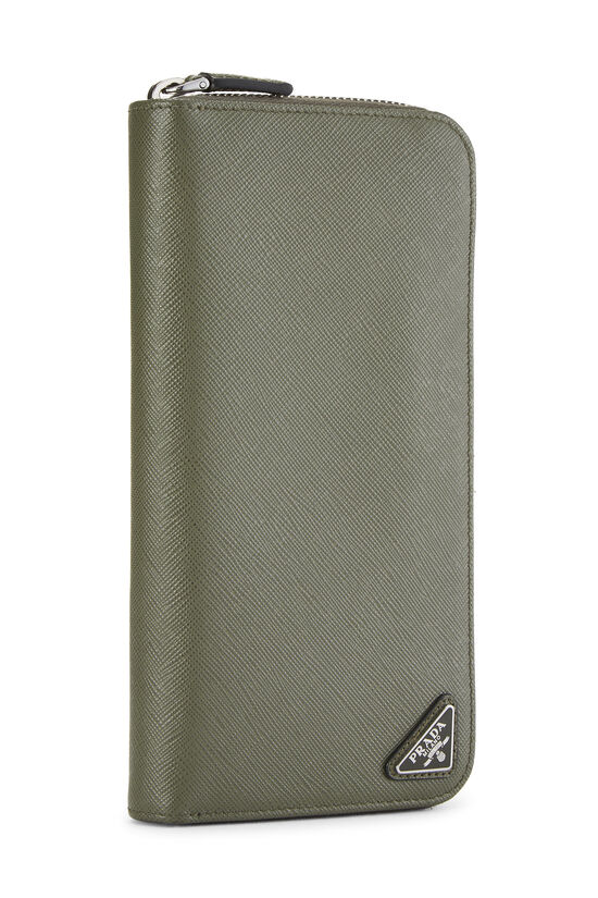 Green Saffiano Zip Around Wallet, , large image number 1