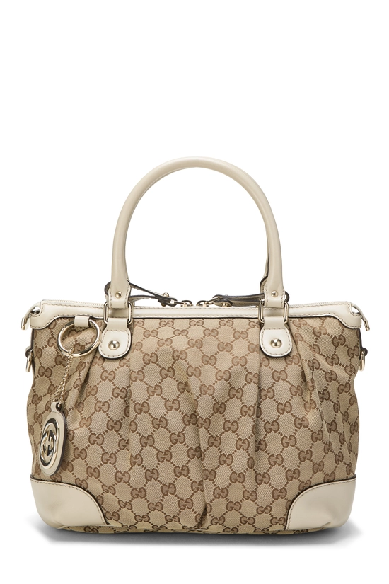 White Original GG Canvas Sukey Zip Handbag Large, , large image number 0