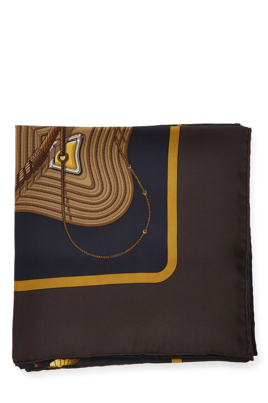 Brown & Multicolor 'Clic Clac' Silk Scarf 90, , large image number 1