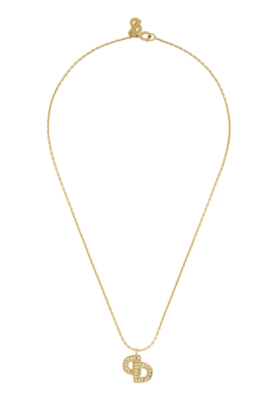Gold Crystal CD Logo Necklace