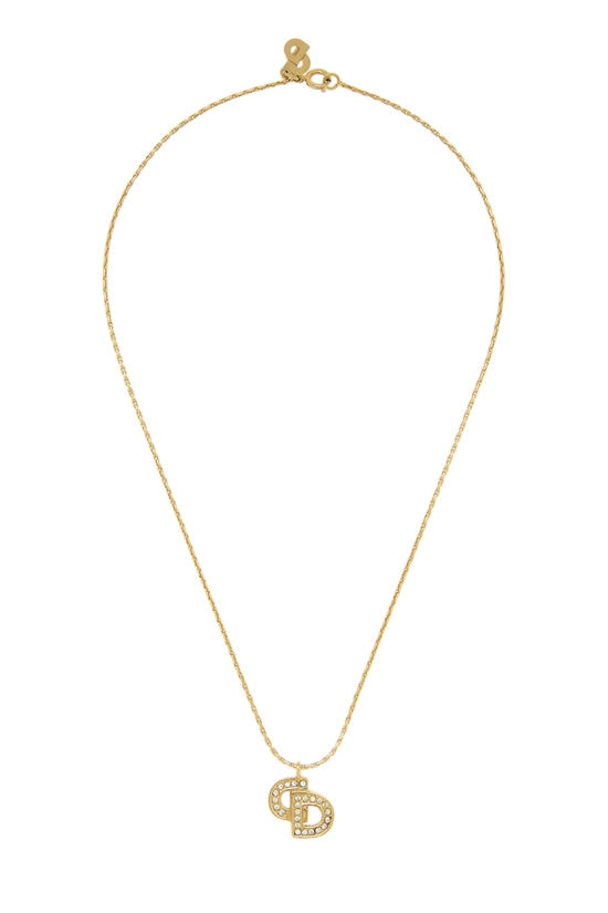 Gold Crystal CD Logo Necklace, , large image number 0