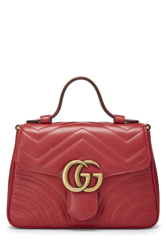 Red Leather GG Marmont Top Handle Bag Mini, , large image number 0