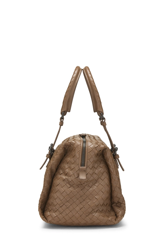 Brown Intrecciato Leather Boston, , large image number 2